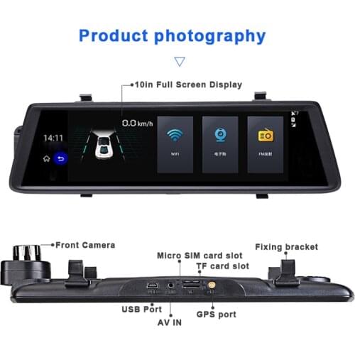 4G Full Touch Screen Multifunction Car DVR Rearview Mirror With GPS, WIFI,Navigation, Bluetooth, ADAS Dash Cam