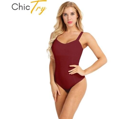 ChicTry Women Sleeveless Built-in Bra Lining Ballet Leotards Adult Professional Gymnastics Leotard One-piece Bodysuit Dance Wear