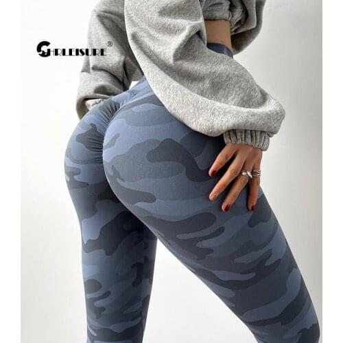 CHRLEISURE Tight Sport Leggings Peach Hip Camouflage High Wasit Hip Lift Gym Sportswear Quick Dry Elasticity Yoga Womens Pants