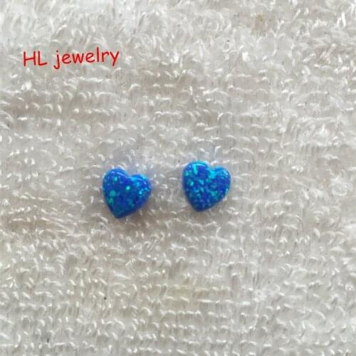 Popular Beads 8mm Opal Synthetic Blue Fire Opal Heart Pendants For DIY Jewelry