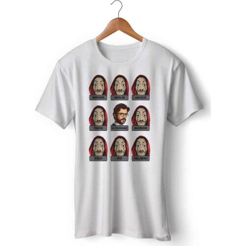 Serie La Casa De Papel Cidades Printed White Men Women Unisex Tshirt High Quality Famous Turkish Fabric Textile T-shirt Production