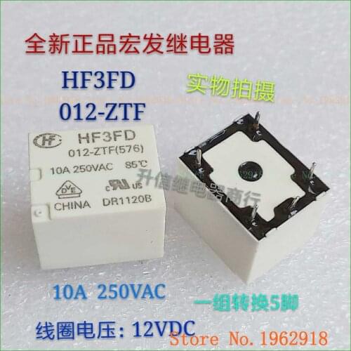 HF3FD 012-ZTF 12VDC 10A 250VAC 5