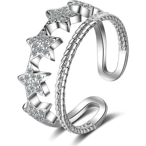 Girls' Lovely Engagement Rings Stack Skinny Micro Pave CZ Ring Band Pentagram Star Party Cubic Zirconia Rings Sets Jewelry Gifts