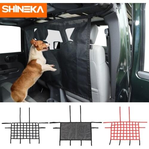 SHINEKA Interior Rear Car Seat Isolation Mesh Barrier Backseat Net Stop Pets Disturbing For Jeep Wrangler JK JL JT 2007-2020
