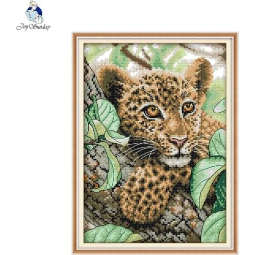 Joy Sunday the Leopard Patterns DMC 11ct 14ct Canvas Chinese Cross Stitch Kits Printed for Embroidery Home Decor Needlework