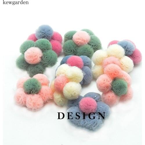 Kewgarden DIY Bowknot Brooch Material Bag Accessories Handmade Snow Yarn Ball Flower DIY Craft Supplies 10 Pcs/ lot