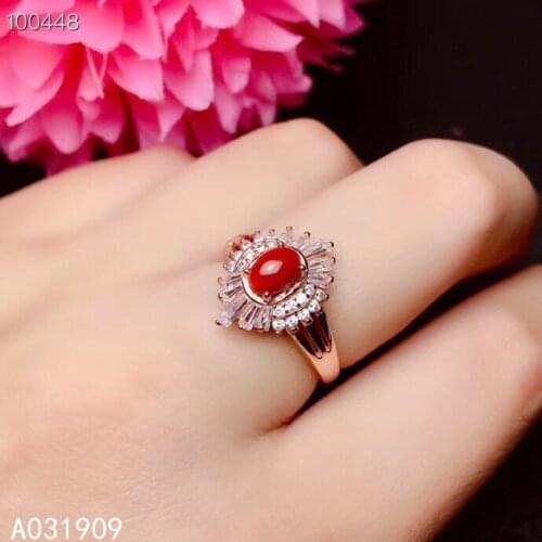 KJJEAXCMY boutique jewelry 925 sterling silver inlaid Natural red coral Ring Womens Fine Ring Support detection trendy