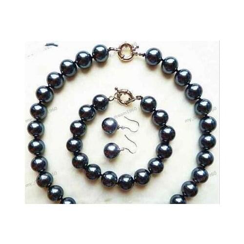 Red green red blue mix Natural South Sea Shell Pearl 12mm multicolor Necklace bracelet earrings set