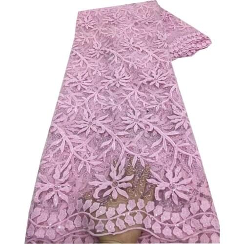 SJ Lace African Wedding Lace Fabric Embroidered Nigerian Lace Fabric 2021 High Quality French Net Lace Fabric With Sequins x5-70
