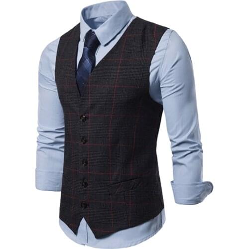 Fashion Check Tuxedos Vest Business Smart Casual Suit Wedding Party Office Evening Dinner Wear1 Piece