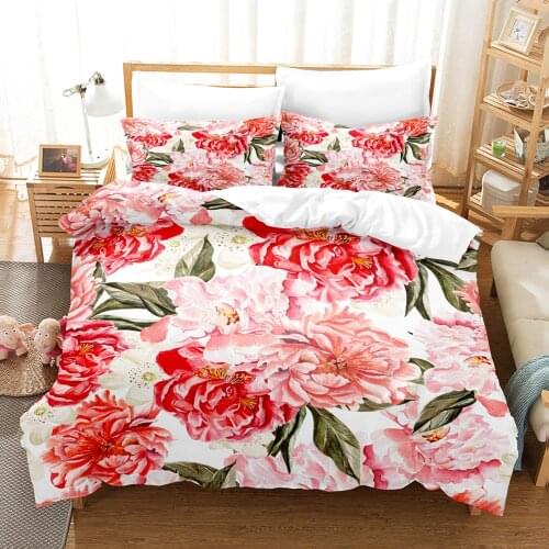 Fashion Flower Bedding Set Luxury Duvet Cover Set With Pillowcase Soft 2/3pcs Comforter Bedclothes Rose Bed Linen Drop Shipping