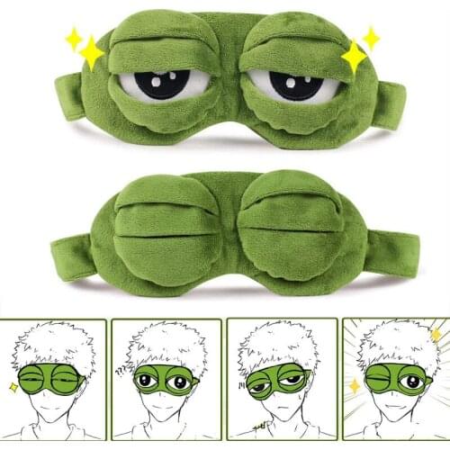 Soft Plush Sleeping Eye Mask Travel Sad Frog Eye Mask Padded Rest Aid Eye Mask 3D Blindfold Kid Adult Eye Patch Relax Massager