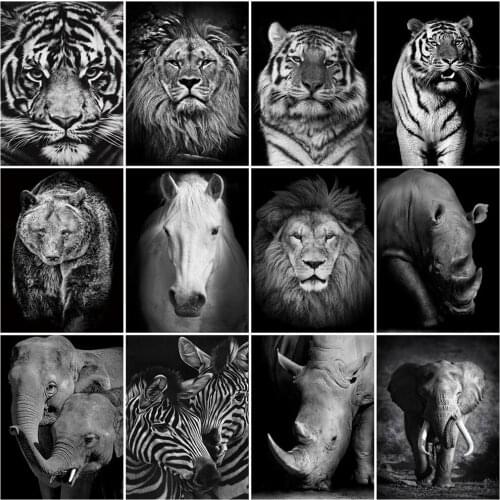 EverShine Diamond Mosaic Zebra Mosaic Kits Animal Wall Decor Diamond Painting Full Square Drill Black And White Cross Stitch