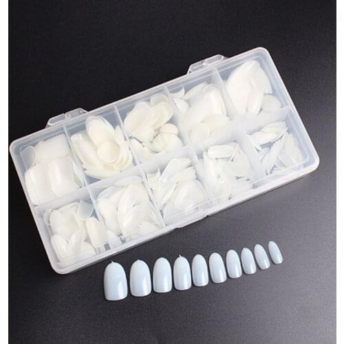 50Pcs/Box False Nails Art Tips Fake Finger Tips Short Full Cover Artificial False Nail Stickers Natural Acrylic Nail Art Tools