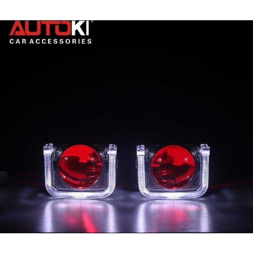 AUTOKI 2018 New U shape LED ANGEL EYES with devil eyes metal 2.5inch H1 Bi-xenon Projectors lens for H4 H7 9005 9006 headlight