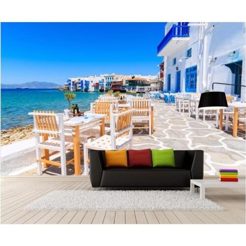 Custom photo mural 3d wallpaper picture Seaside building cafe room decor painting 3d wall mural wallpaper for walls 3 d