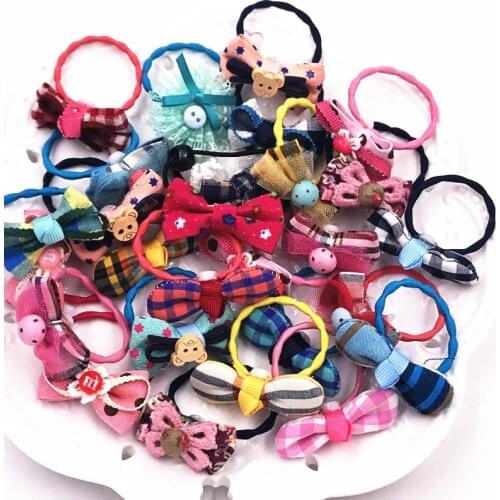 5Pcs/set Cute Children Kids Cloth Rubber Hairbands Girls Headwear Hair Accessories Women Gift Elastic Hair Band Hair Bows