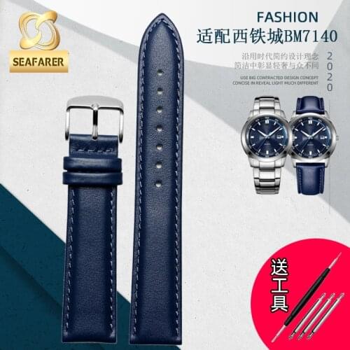 Genuine Leather Watch Strap for Citizen Eco-Drive Bm7140 Men and Women for Armani Watch Accessories 20 22mm Blue Watchband