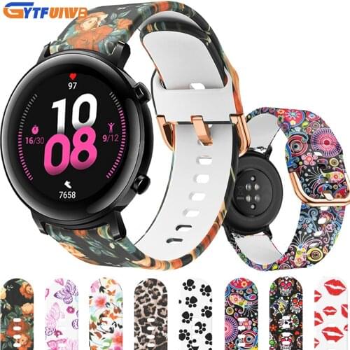 20MM Wrist Strap For Huawei Watch GT 2/Honor Magic 2 42MM Smart Bracelet Band Silicone Printing Straps For Amazfit Bip S/GTS 2
