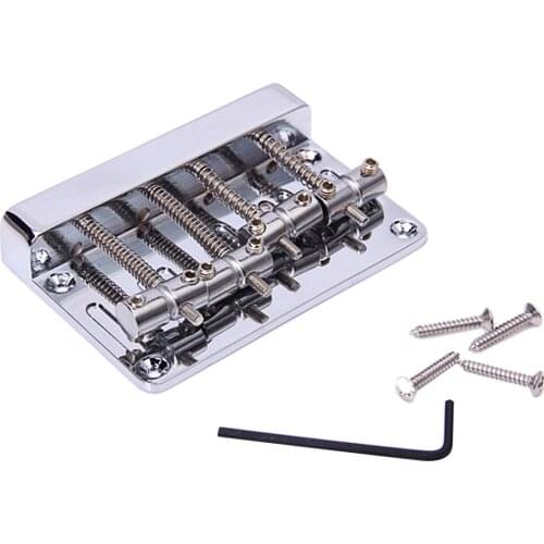 Standard 4 String Electric Bass Guitar BRIDGE Silver 4 Screws 1 Hex Wrench Parts