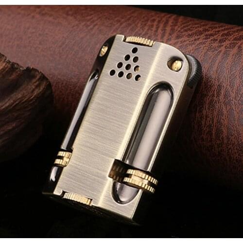 Heavy Trench Metal Retro Kerosene Windproof Lighter Genuine Stainless Steel Gasoline Cigarette Lighter Gadgets For Men
