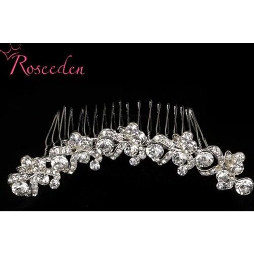 Crystal rhinestone hair comb bridal wedding hair ornament women pageant headpieces hairpins for flower girls RE734