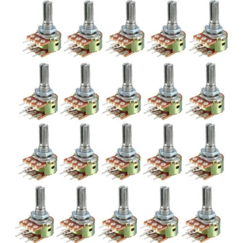Uxcell WH148 50K Ohm Variable Resistors Dual Turn Rotary Carbon Film Taper Potentiometer 20pcs