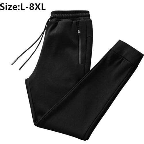 Spring Autumn Sports Pants Men Long Straight Sweatpants Loose Jogging Plus Size 5XL 6XL 7XL 8XL Winter Fleece Knitting Trousers
