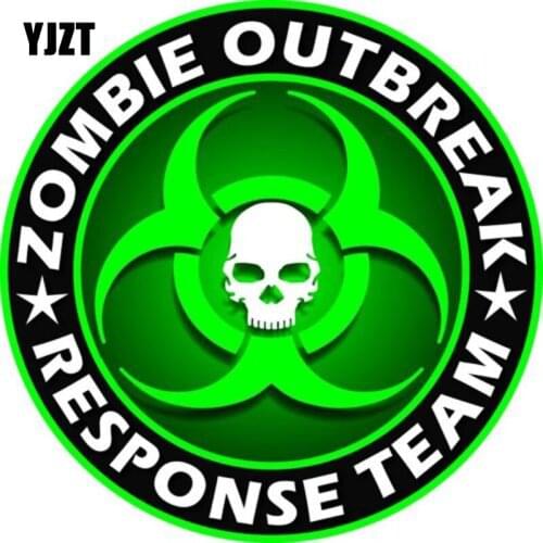 YJZT 15x15cm ZOMBIE Outbreak Response Team Retro-reflective Decals Personality Car Stickers C1-8063