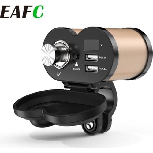 Motorcycle 3.1A Quick Charger Dual USB Waterproof Motorbike Cigarette Lighter with Voltmeter Motorcycle Electronics Accessories