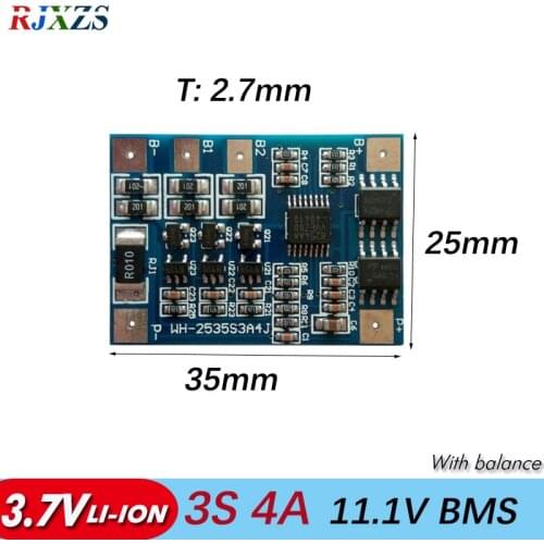 3S 4A 11.1V li-ion BMS PCM battery protection board bms pcm with balancing for LicoO2 Limn2O4 li battery