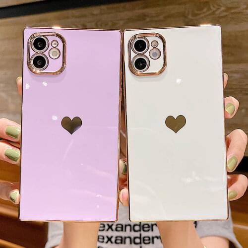 Galvanized Love Heart Candy Color Protective Phone Case For iPhone 12 11 Pro Max XS Max XR X 8 7 Plus Shockproof Soft Back Cover