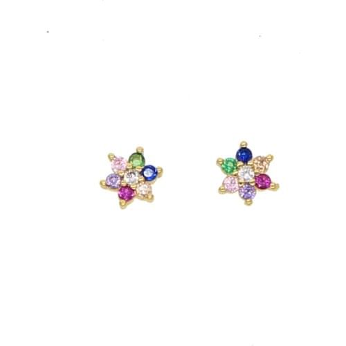 Stud Earrings for Women Female 2018 Boucle d'oreille Crystal Flower lovely Earring Gold color Bijoux Jewelry Brincos Mujer