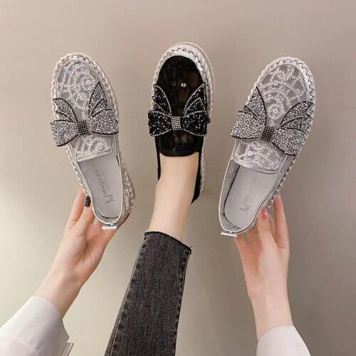 Large Fashion flat casual shoes Women 2021 new bow mesh lazy shoes zapatos de mujer Free shipping