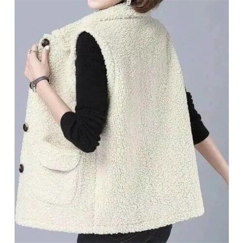 Lamb Hair Waistcoat Female 2021 Grain Fleece Fur One Loose Faux Fur Coat Vest Spring And Autumn Jacket Women Sleeveless Jackets