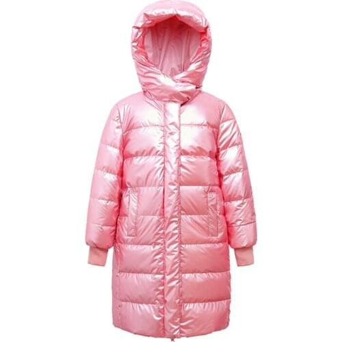 Winter Down Jacket Long Boys and Girls Outerwear Baby Thickened Knee Length Hooded Warm Jacket Kids Winter Children Clothes