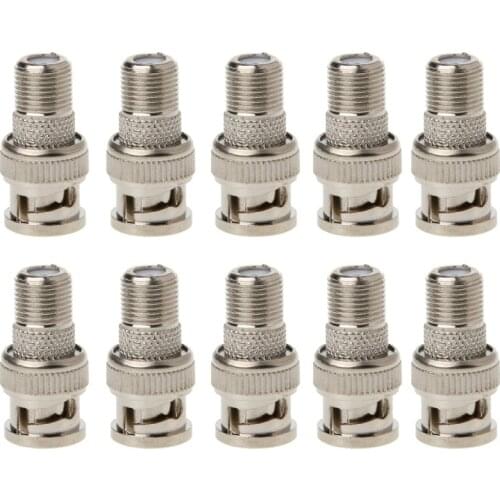 10Pcs/Set BNC Male Plug To F Female Jack Coax Connector Adapter for CCTV Camera