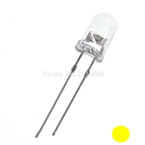 200PCS/Lot 5mm Round Yellow LED Diode Super Bright Water Clear LED Light Lamp Yellow color New