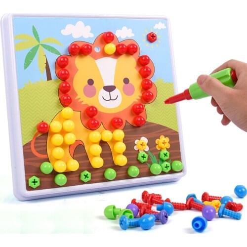 202Pcs Kids Screwing Blocks Toys Children Mosaic Drill Toy DIY Assembled Building Blocks Educational Toys For Boys Children Gift