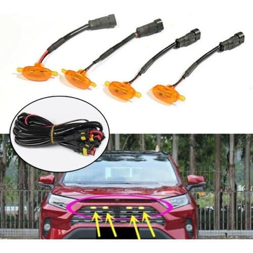 2020 New For Car 4pcs Front Grille LED Light Raptor Style Grill Lamp For Toyota RAV4 2019-2021 Car Accessories