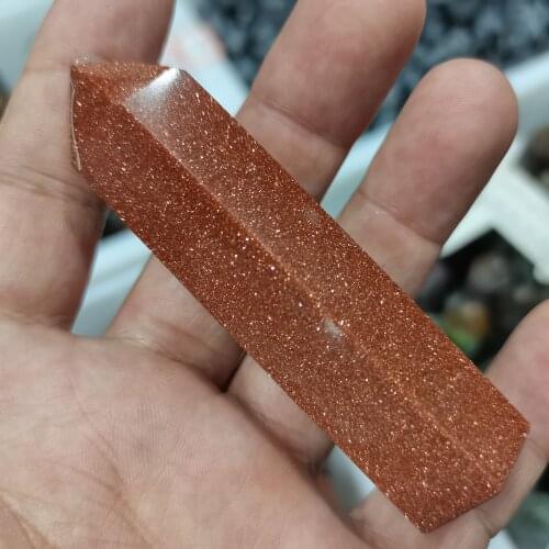 7-8cm Free shipping Natural Golden Sand Gems stone No Hole Hexagonal Pointed Reiki Chakra Wand Pendant Jewelry