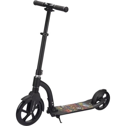 808 Adult Two Big Pu Wheel Scooter Portable Folding Foot Scooter Aluminum Alloy Body Adjustable Height Working School Transport