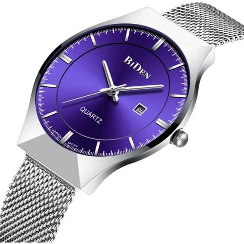 BIDEN Watch Men Fashion Stainless Steel Watches Man Luxury Minimalist Waterproof Men Wristwatches Quartz Clock horloges mannen