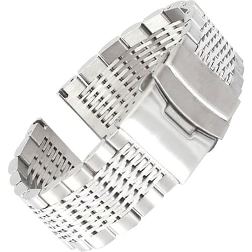 Stainless steel bracelet 22mm mens watches strap solid metal watch band 20mm 316l stainless steel bracelet Double safety buckle