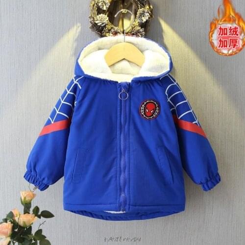 Winter Soft Fleece Winter Jackets For Boys Coats Childrens Clothing Soft Fleece Hooded Warm Thick Boy Outerwear SpiderMan Coats