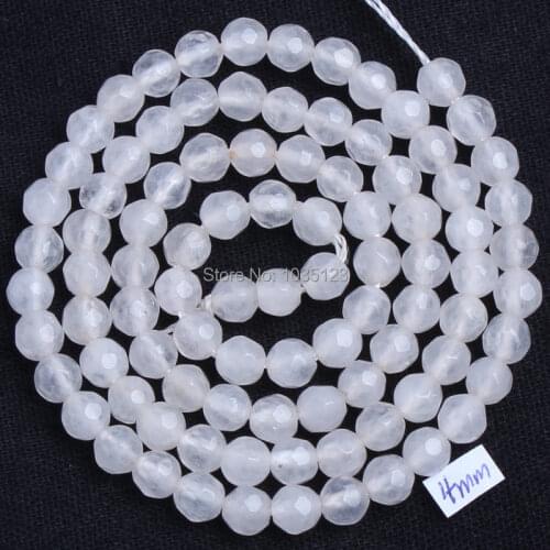 High Quality 4mm Pretty Natural White Jades Faceted Round Shape DIY Gems Loose Beads Strand 15" Jewelry Making w1672