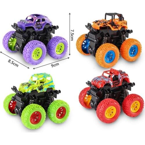 Mini Inertial Off-Road Vehicle Pullback Kids Toy Plastic Friction Stunt Car Kids Mini Inertia Vehicle Double-sided Dump Truck Re