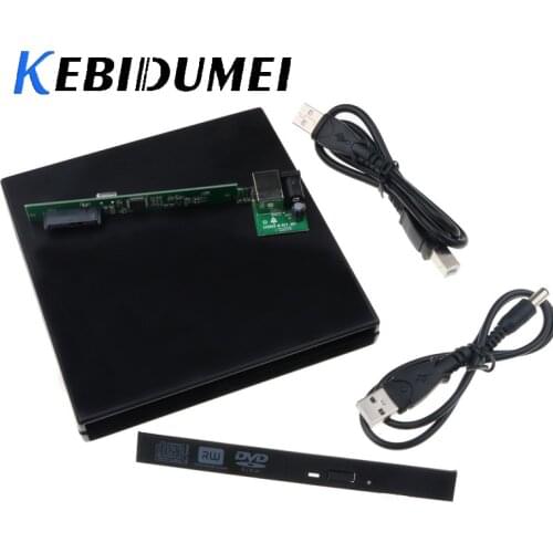 KEBIDU Portable 12.7mm SATA Optical Drive Core USB 2.0 SATA external Drive DVD CD DVD-Rom IDE Case Drive Box for Laptop Notebook