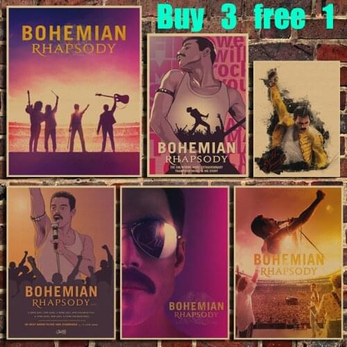 Queen Retro Bohemian Rhapsody Music Movie Vintage Kraft Paper Poster Office Bar Cafe Home Art Wall Stickers
