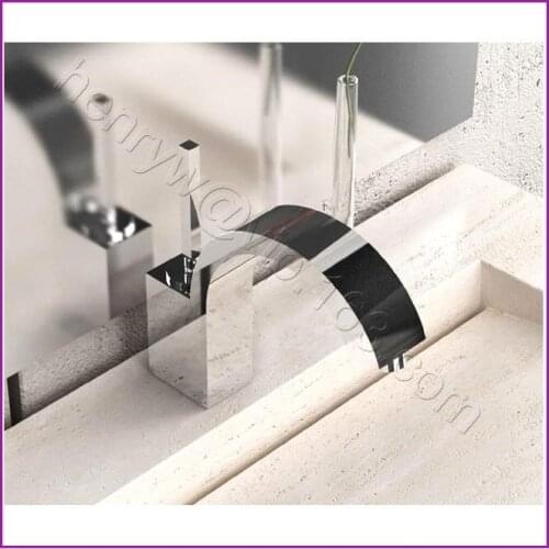 L16511 - Luxury Deck Mounted Chrome Color Brass Lavatory Faucet